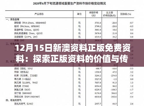 12月15日新澳資料正版免費資料：探索正版資料的價值與傳播