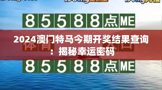 2024澳門特馬今期開(kāi)獎(jiǎng)結(jié)果查詢：揭秘幸運(yùn)密碼