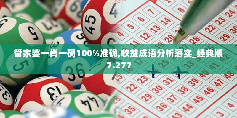 管家婆一肖一碼100%準確,收益成語分析落實_經典版7.277